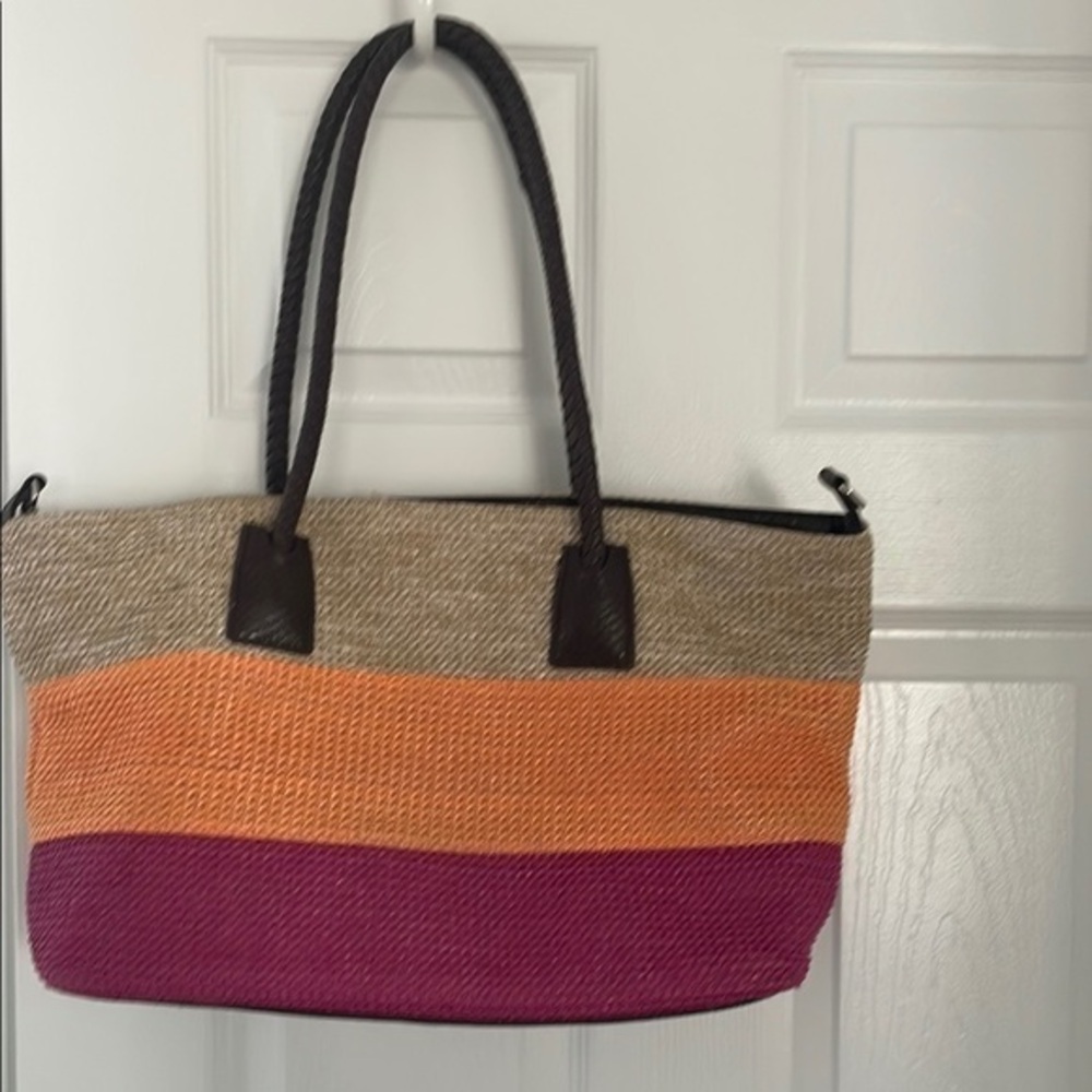 Vibrant Colorful Striped beach Vacation Tote Bag